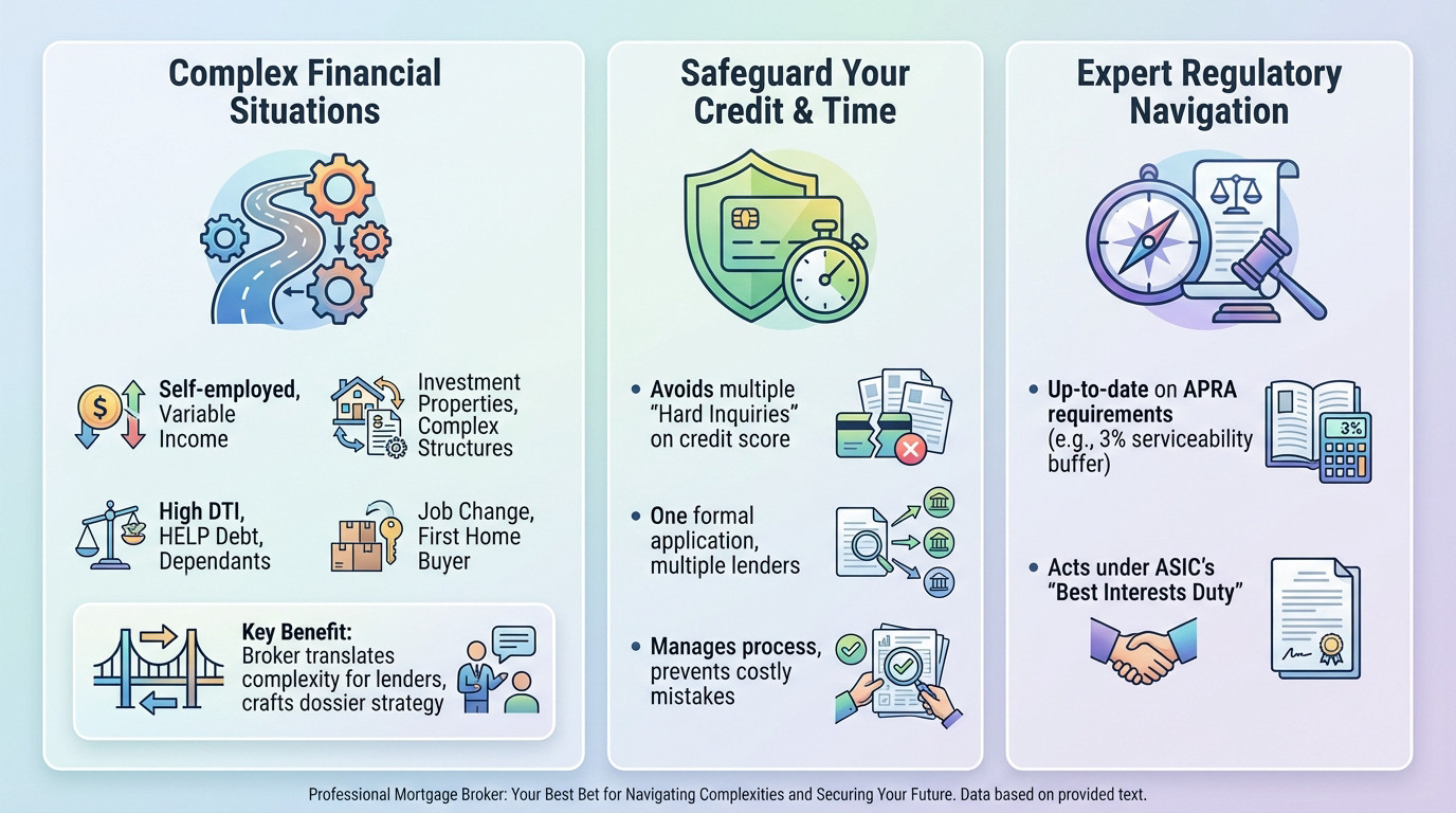 Mortgage broker helping a client navigate complex financial situations and secure their future in Gladstone